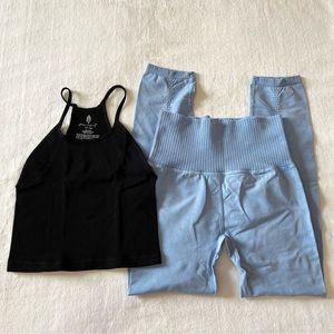 Free People Happiness Runs Crop Top and Good Karma Leggings Set